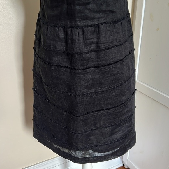 Talbots Black Sheath Linen Dress V-Neck Sleeveless - Picture 3 of 10